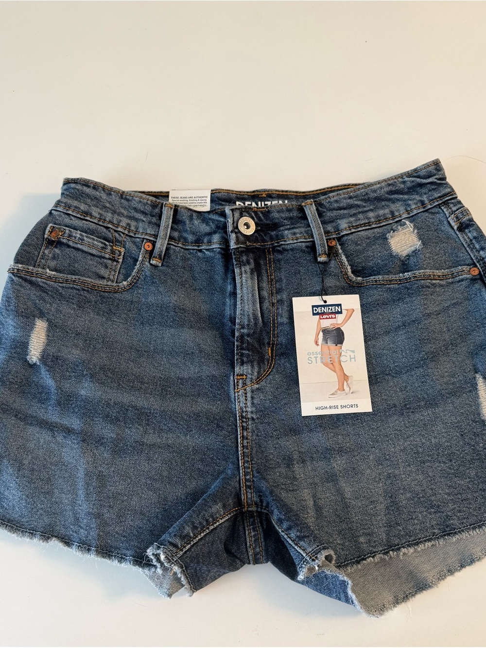 Denizen from Levi's Medium Blue Distressed High-Rise Jean Shorts